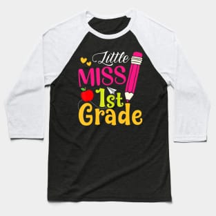 Little Miss 1st Grade Cute Back To School Hello First Grade Baseball T-Shirt